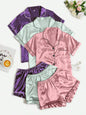 Short-sleeve Satin Three-piece And Six-piece Pajama Sets