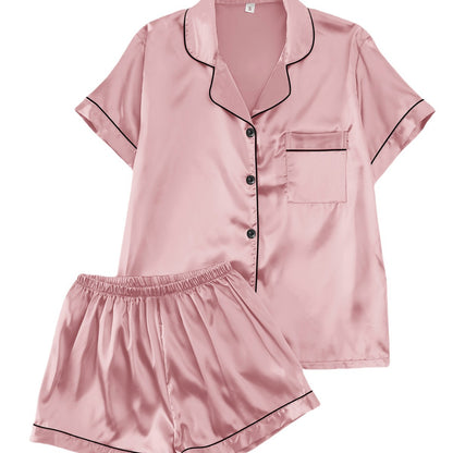 Short-sleeve Satin Three-piece And Six-piece Pajama Sets