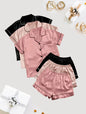 Short-sleeve Satin Three-piece And Six-piece Pajama Sets