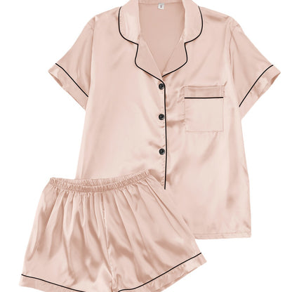 Short-sleeve Satin Three-piece And Six-piece Pajama Sets